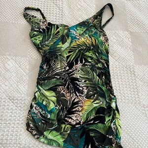 Green Tropical Leaf One-Piece Swimsuit and matching cover-up